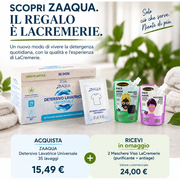 Detersivo Lavatrice Universale Senza Plastica 35 pz + 2 maschere viso LaCremerie omaggio