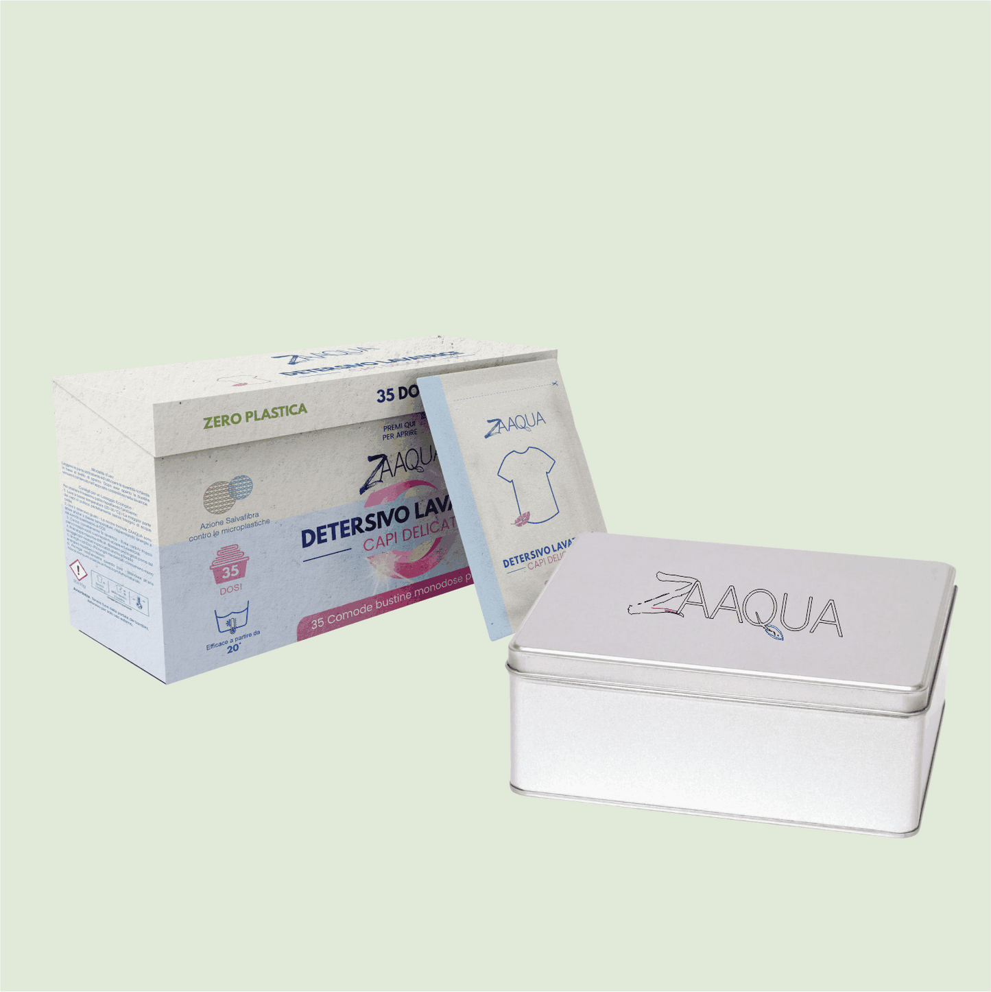 Kit Bucato Capi Delicati Senza Plastica con Contenitore Riutilizzabile – 35 Lavaggi