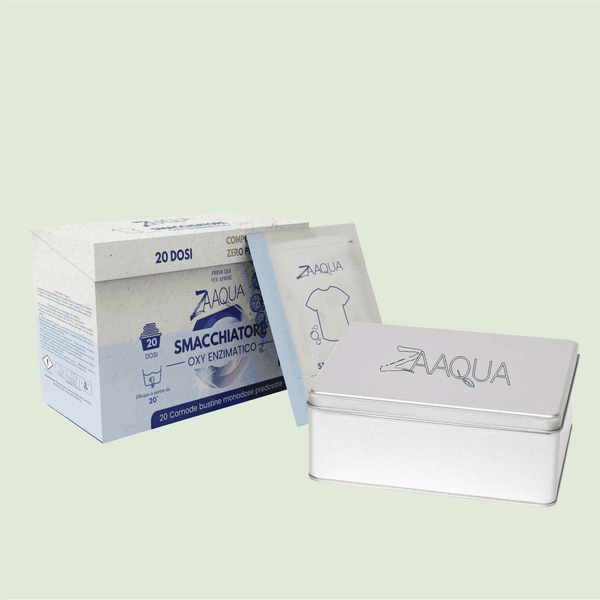 Kit Smacchiatore Lavatrice Oxy enzimatico 20 Dosi + Contenitore ermetico