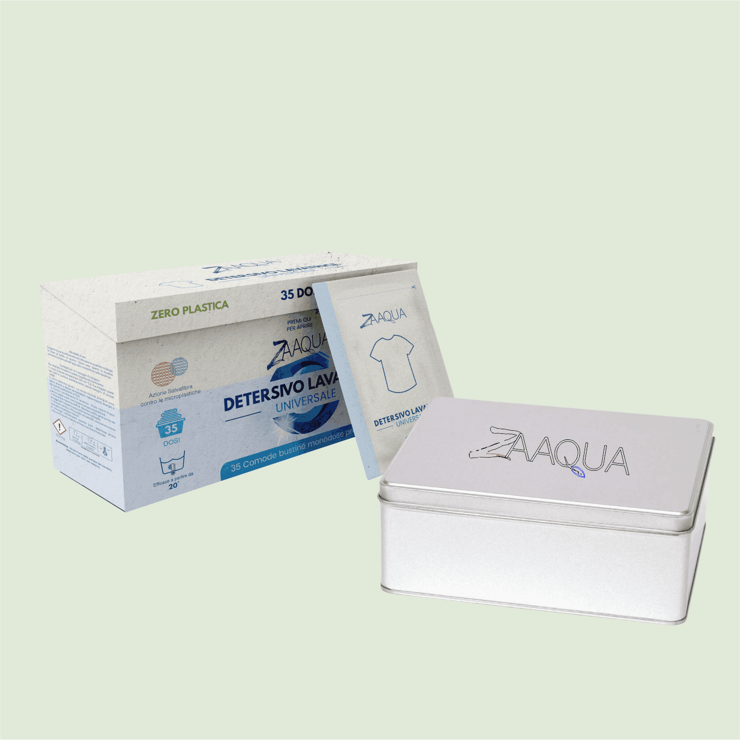 Kit Bucato Universale Senza Plastica con Contenitore Riutilizzabile – 35 Lavaggi