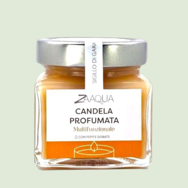 Candela Profumata Multifunzionale con Pepite Oro – 200 ml